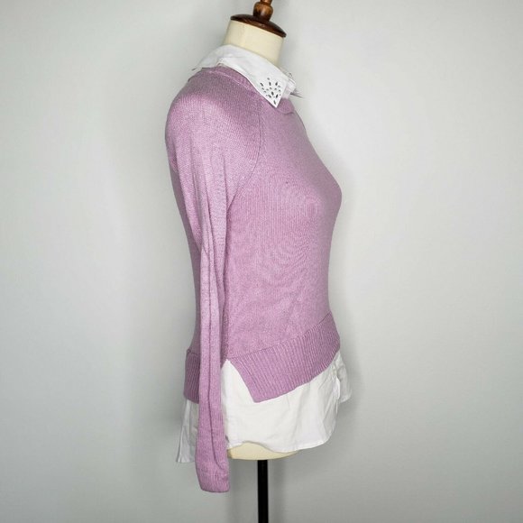 VERA WANG Princess Purple L/S Layered Look Top - Picture 6 of 7